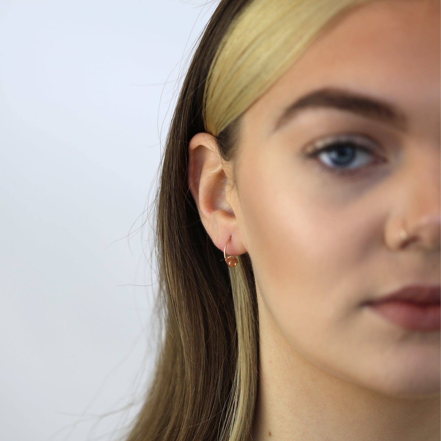 Boucles d'oreilles à œil en argent sterling plaqué or rose