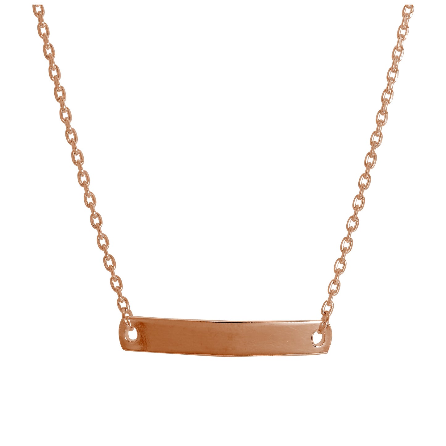 Collier avec plaque d'identification en argent sterling plaqué or rose 16 pouces