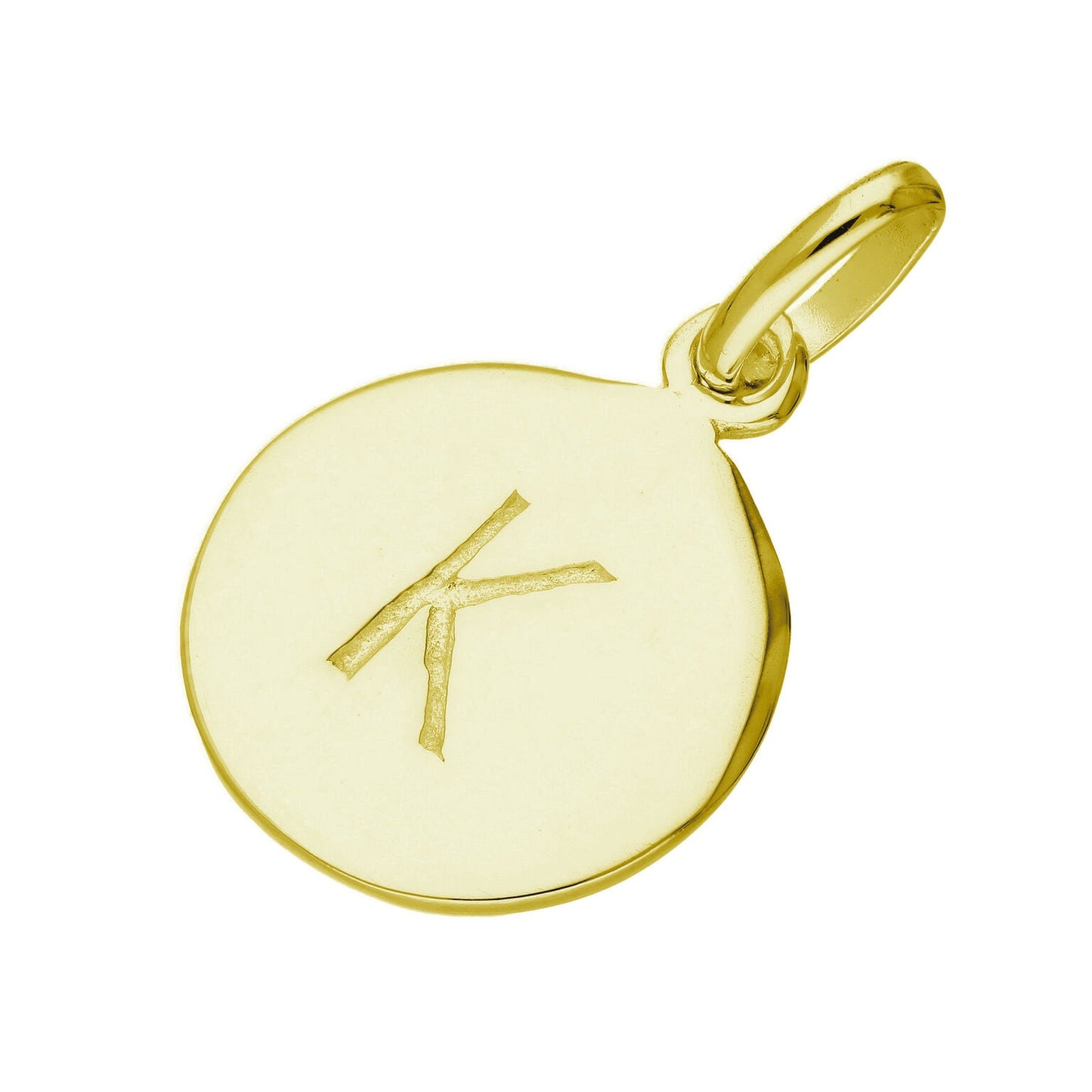 Breloque ronde en argent sterling plaqué or avec lettre AZ gravable