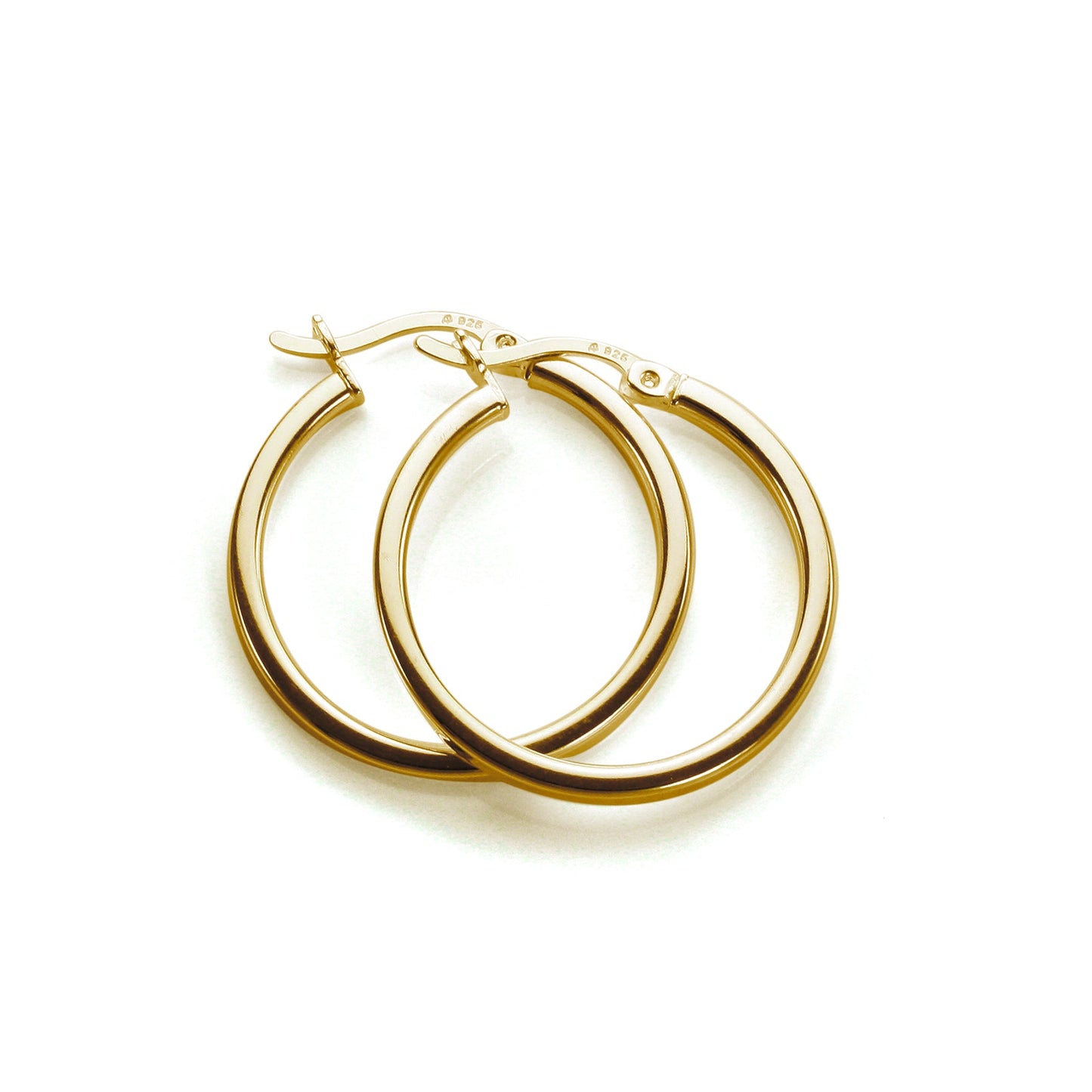 Boucles d'oreilles créoles carrées en argent sterling plaqué or 12-40 mm