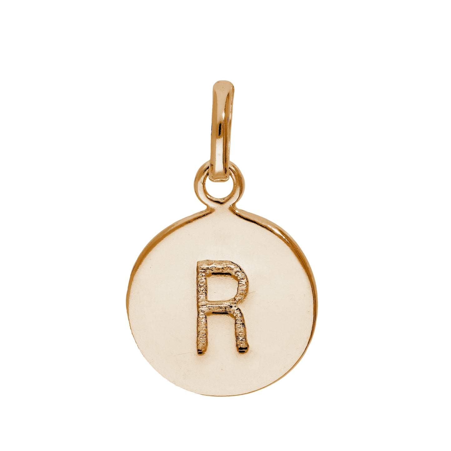 Breloque en argent sterling plaqué or rose avec lettre AZ gravable