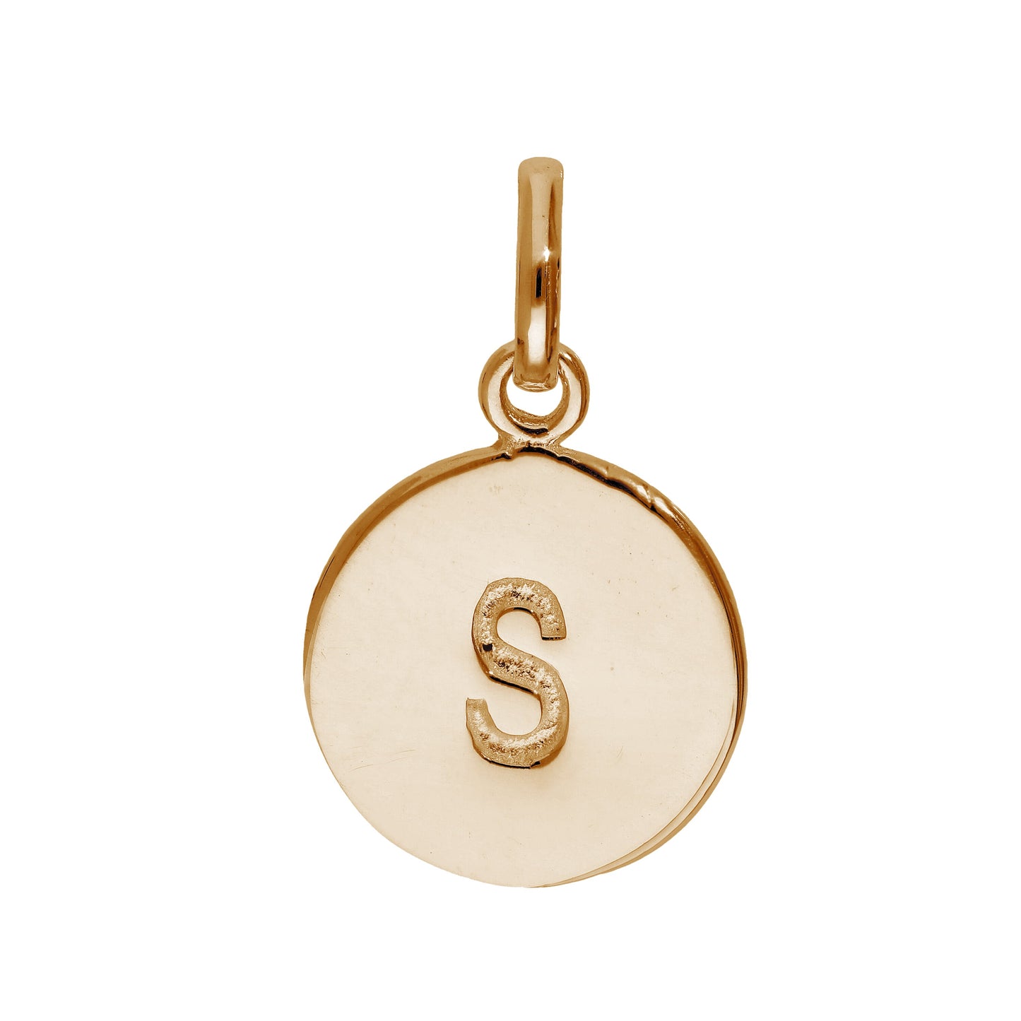 Breloque en argent sterling plaqué or rose avec lettre AZ gravable