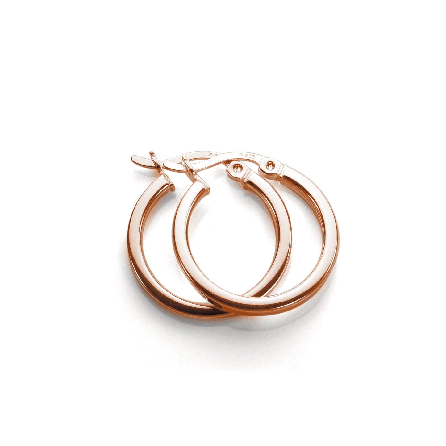 Boucles d'oreilles créoles carrées en argent sterling plaqué or rose de 12 à 40 mm