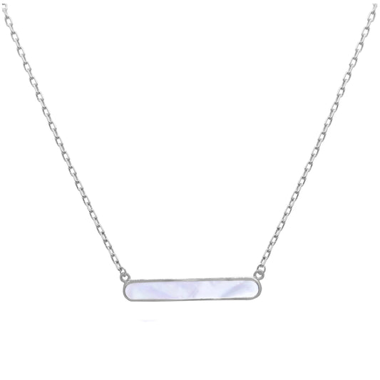 Collier en argent sterling avec barre en nacre de 45,7 cm