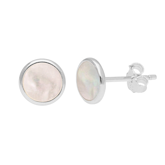 Boucles d'oreilles rondes en argent sterling et nacre