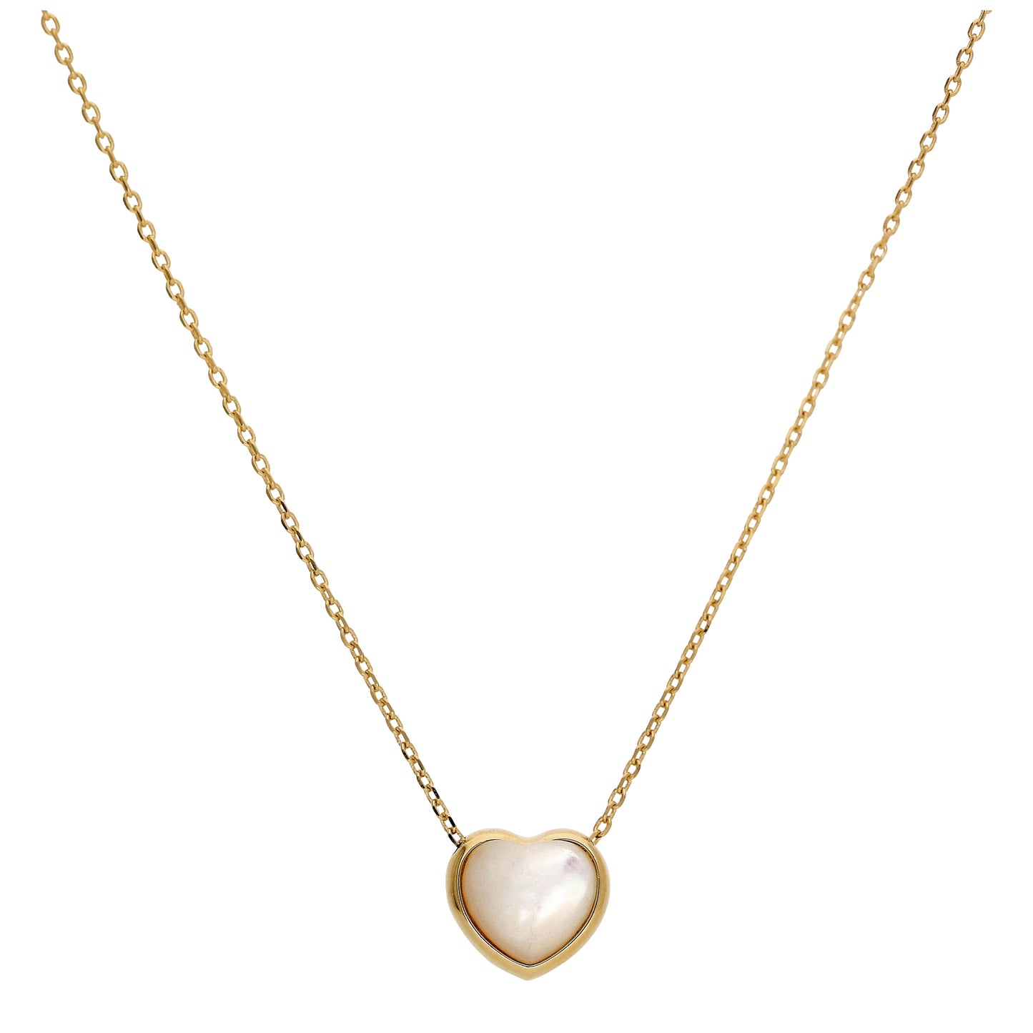 Collier cœur en argent sterling plaqué or et nacre