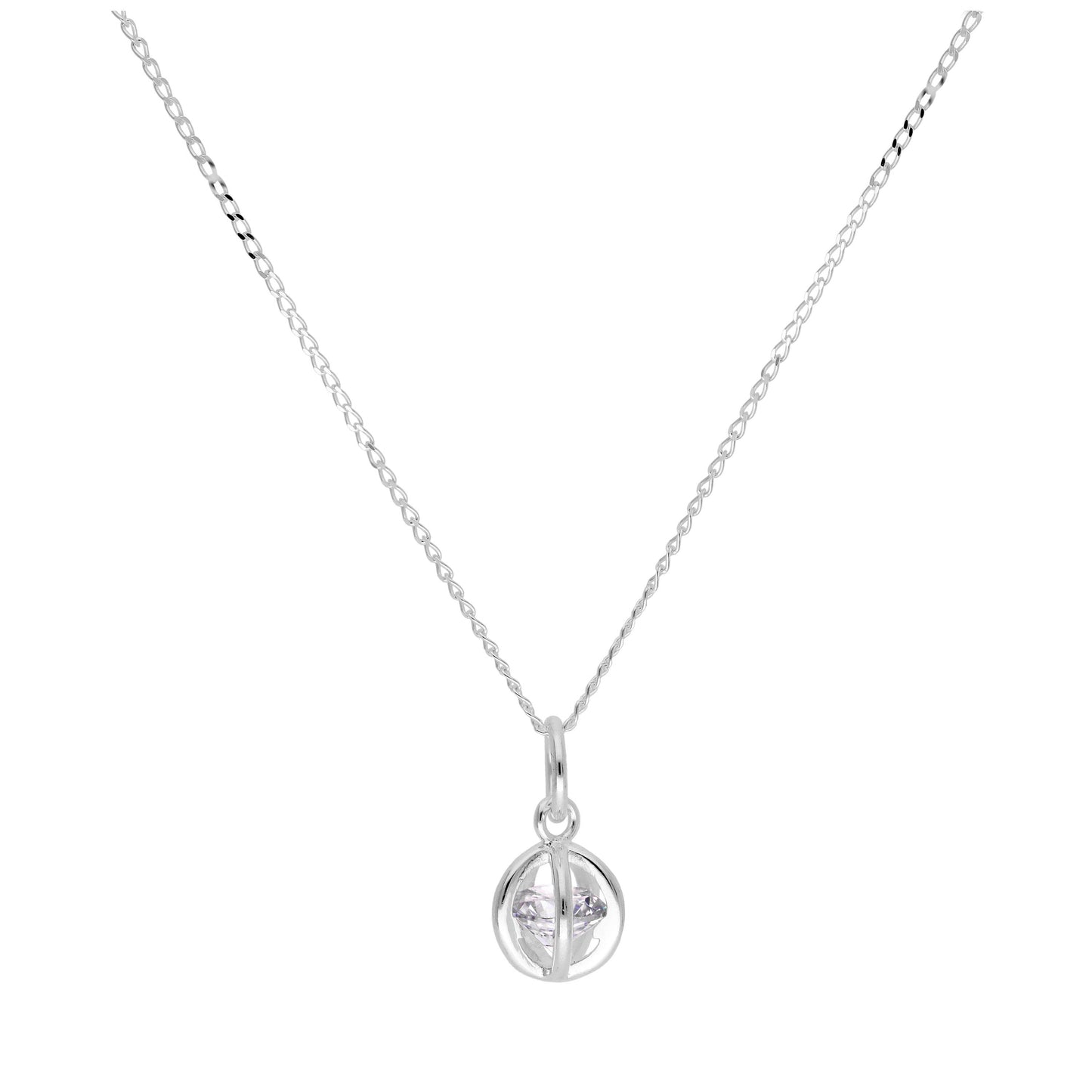 Collier boule ouverte en argent sterling et cristal CZ 14 - 22