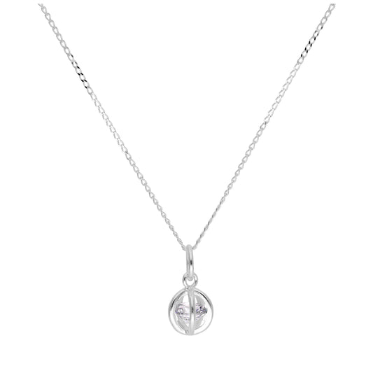 Collier boule ouverte en argent sterling et cristal CZ 14 - 22