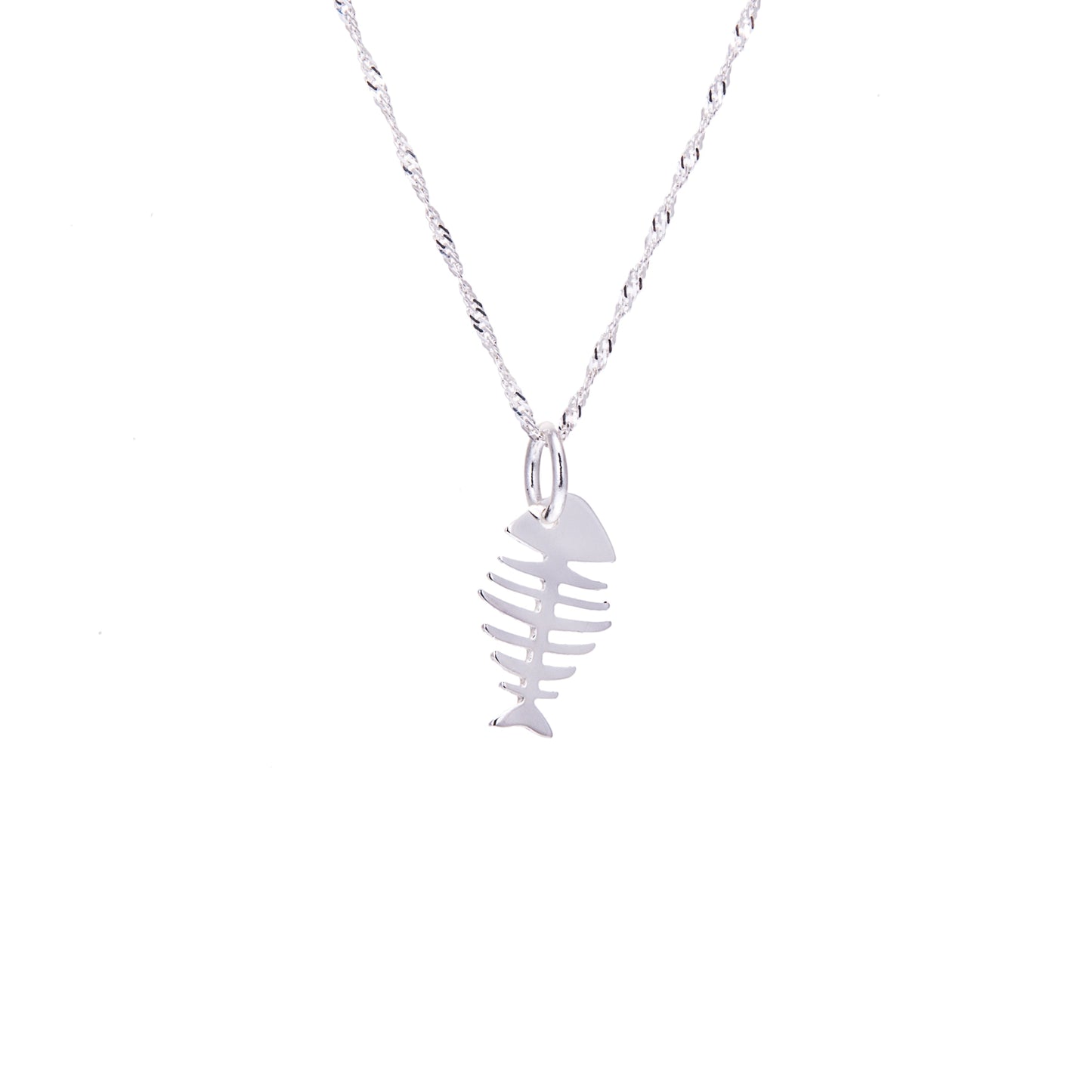 Collier en argent sterling avec arêtes de poisson de 40 à 61 cm