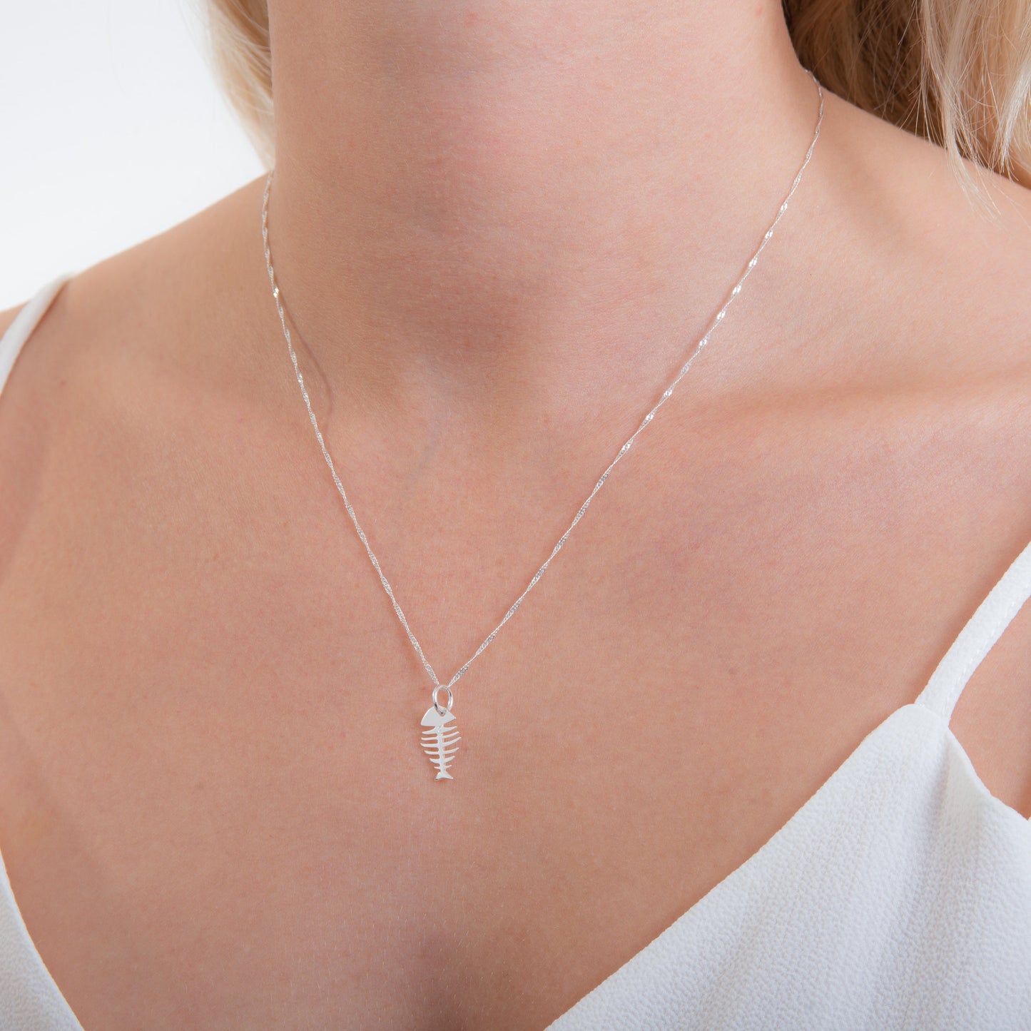 Collier en argent sterling avec arêtes de poisson de 40 à 61 cm