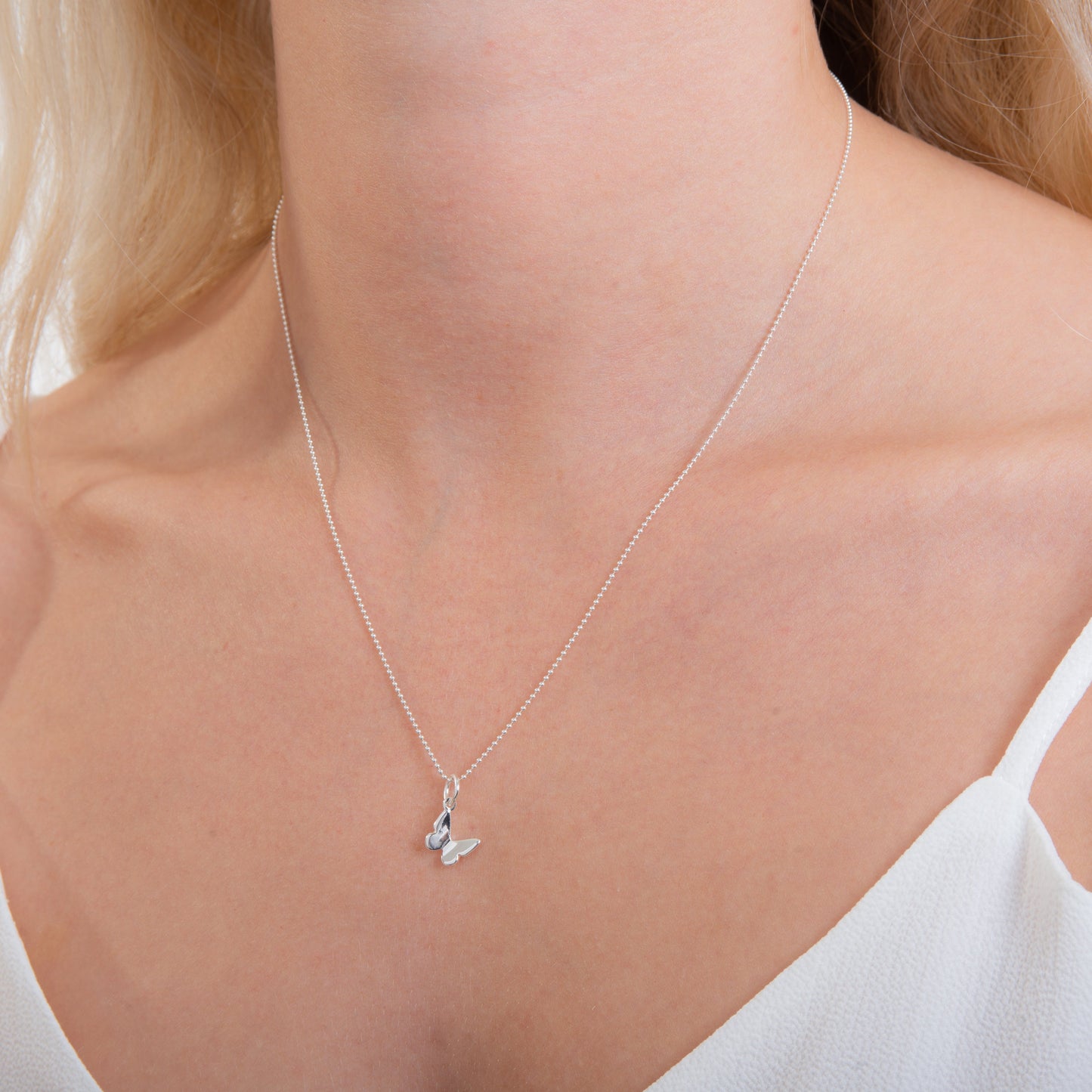 Collier papillon 3D en argent sterling uni de 35 à 55 cm