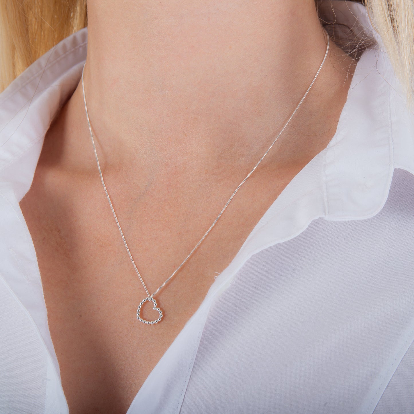 Collier en argent sterling avec perles en forme de cœur ouvert de 35 à 81 cm