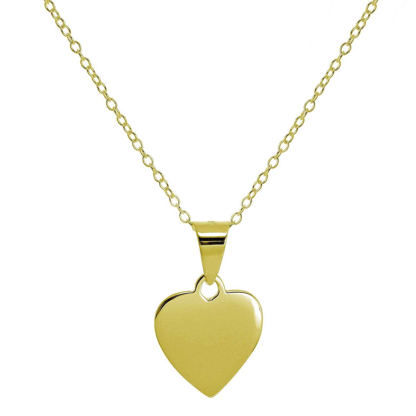 Collier en argent sterling plaqué or avec petit cœur gravable