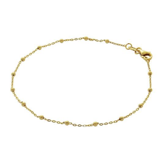 Bracelet chaîne à billes en or 9 carats de 19 cm