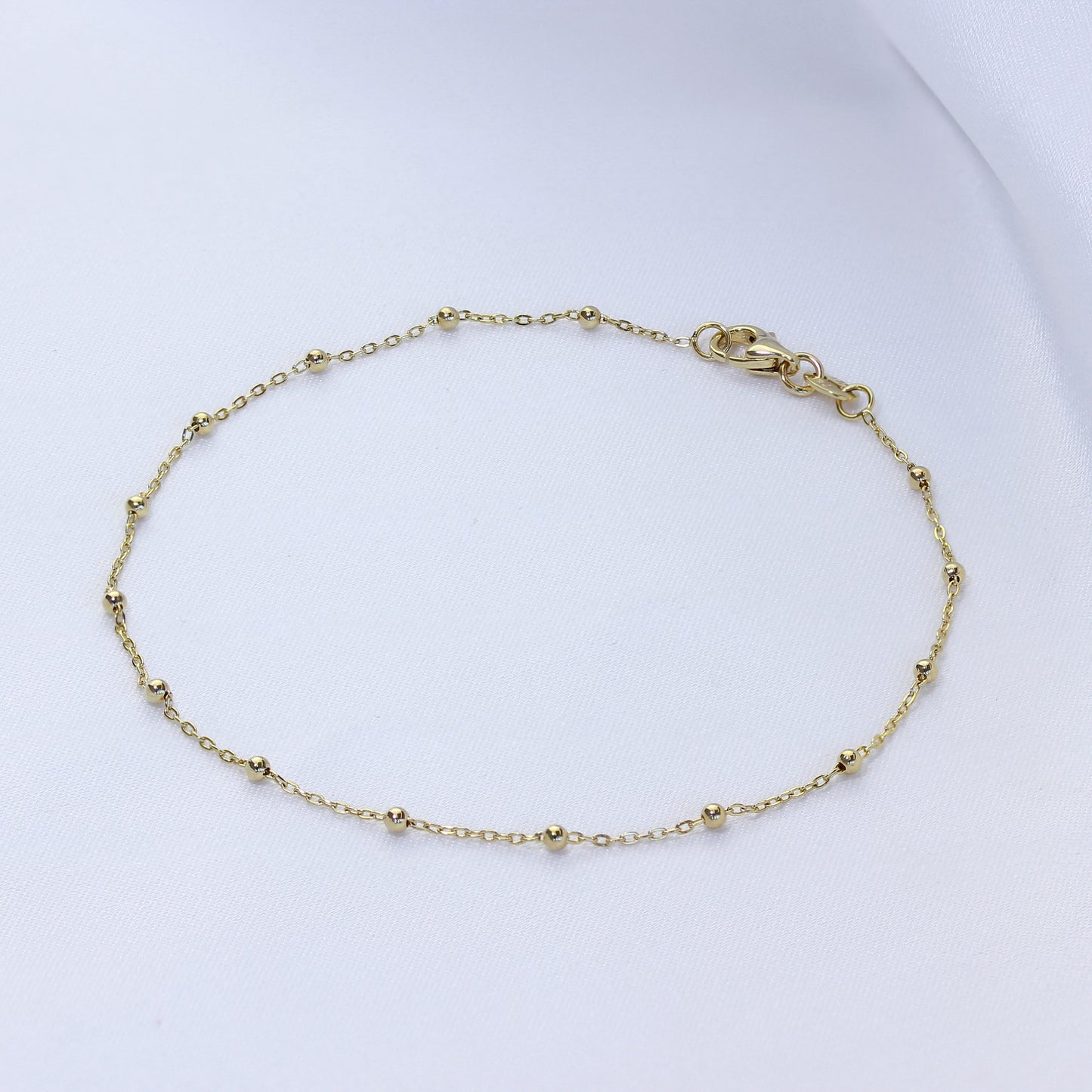 Bracelet chaîne à billes en or 9 carats de 19 cm