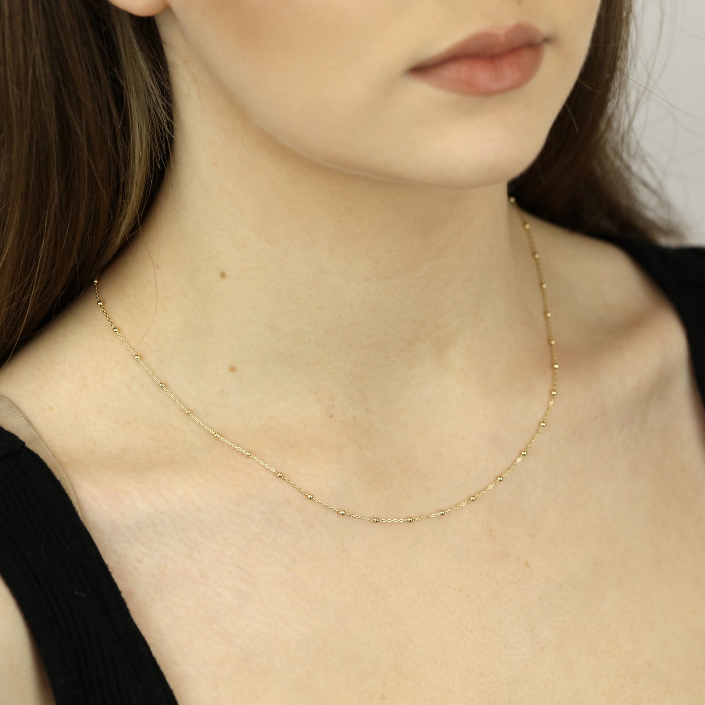 Collier chaîne à billes en or 9 carats, 45 cm