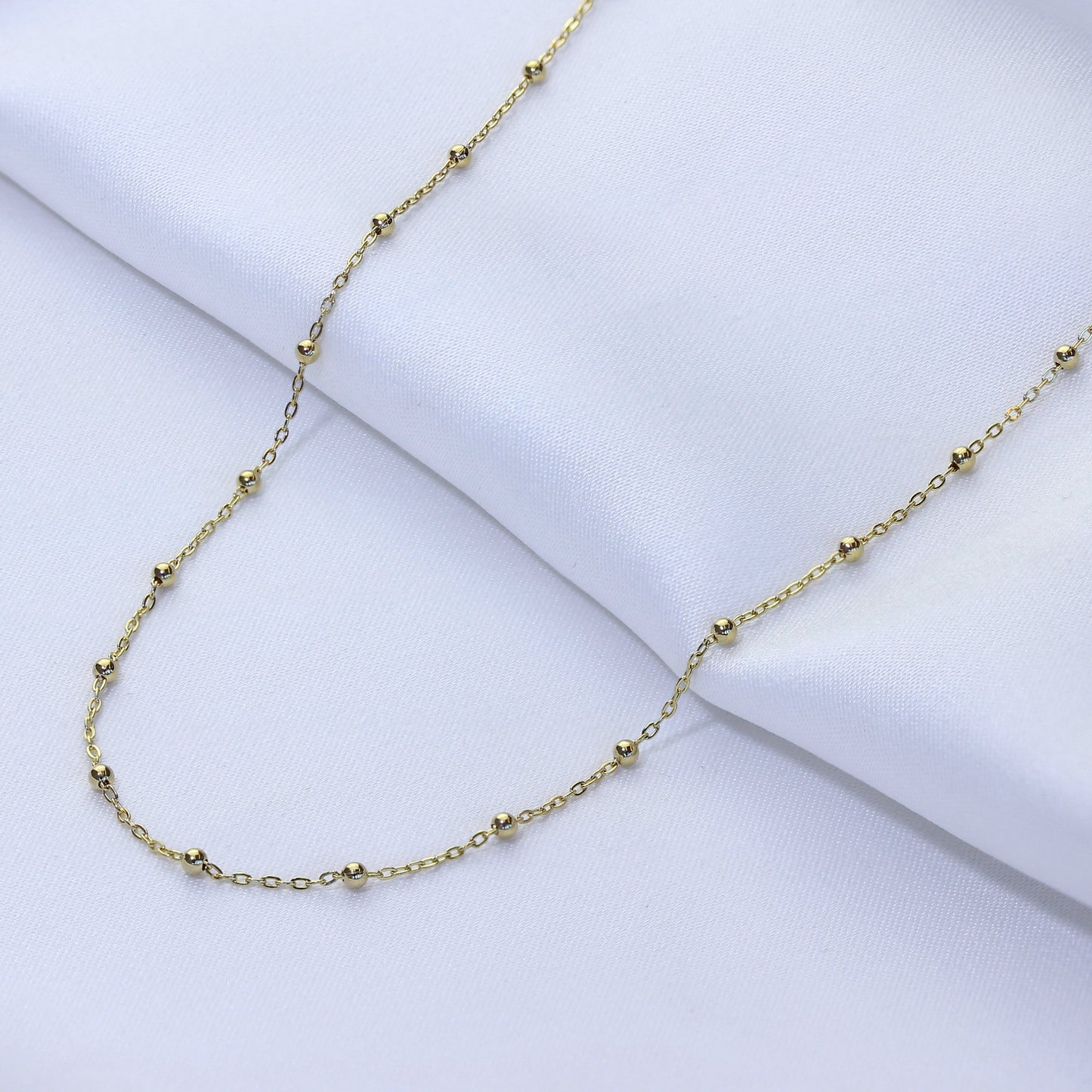 Collier chaîne à billes en or 9 carats, 45 cm