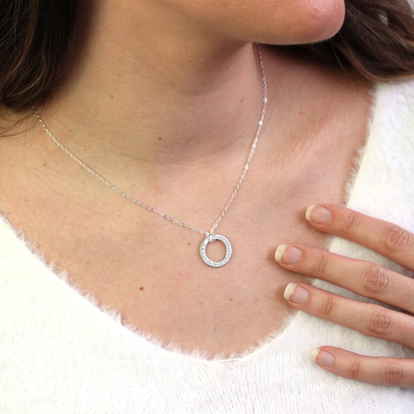 Collier rond sur mesure en argent sterling pour nouveau-né, 40 à 71 cm
