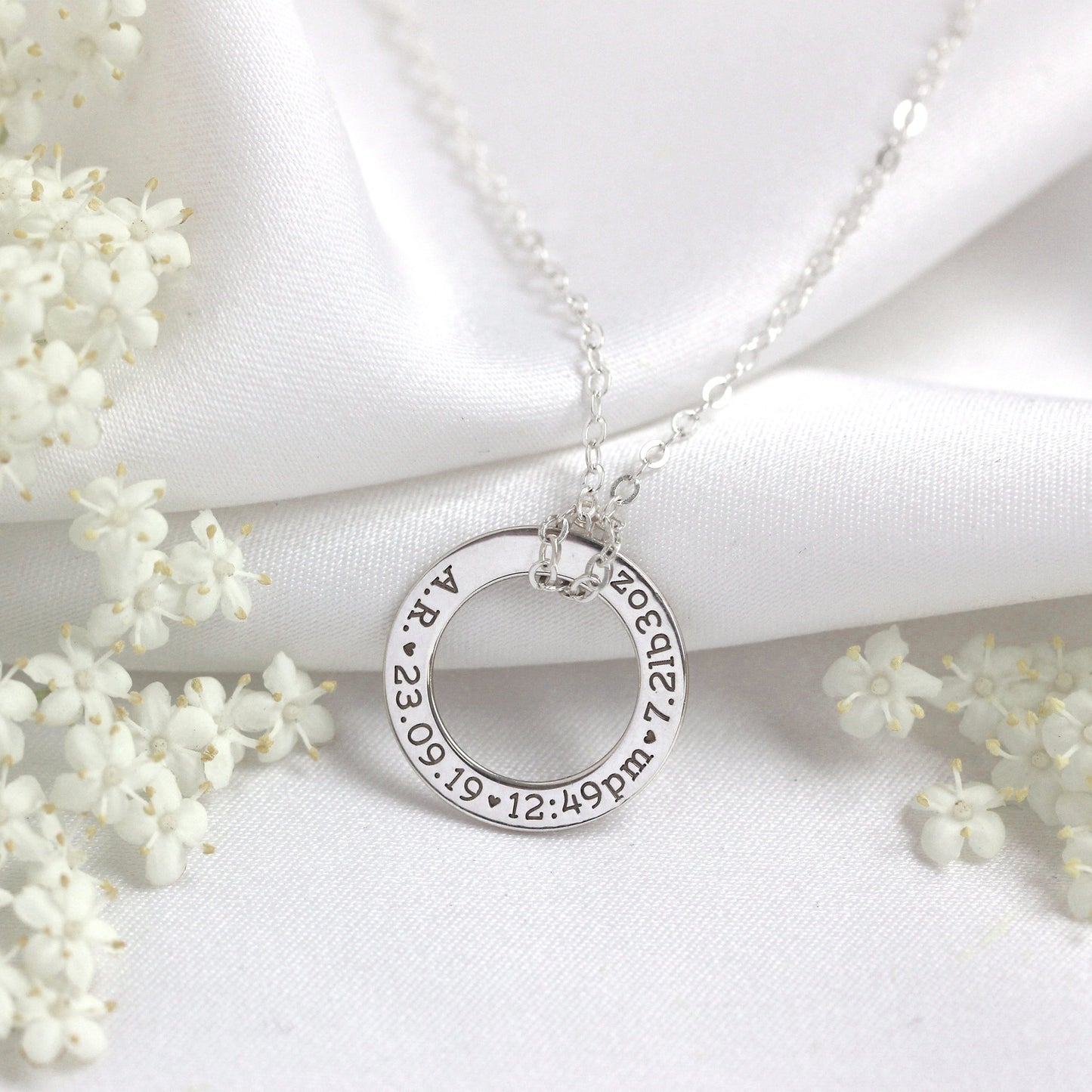 Collier rond sur mesure en argent sterling pour nouveau-né, 40 à 71 cm