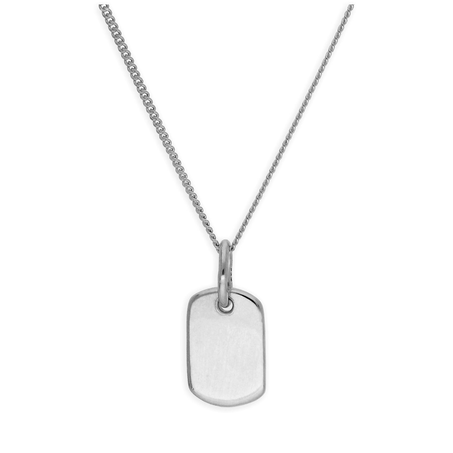 Collier mini-étiquette gravable en argent sterling de 14 à 32 pouces