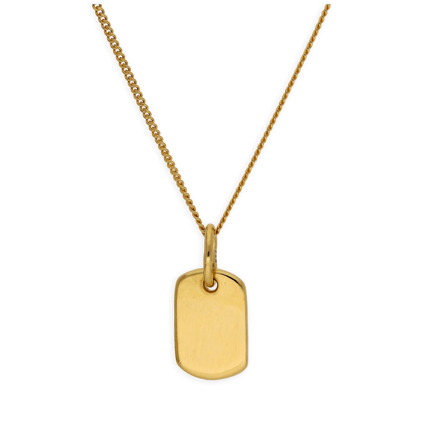 Collier mini-étiquette gravable en argent sterling plaqué or