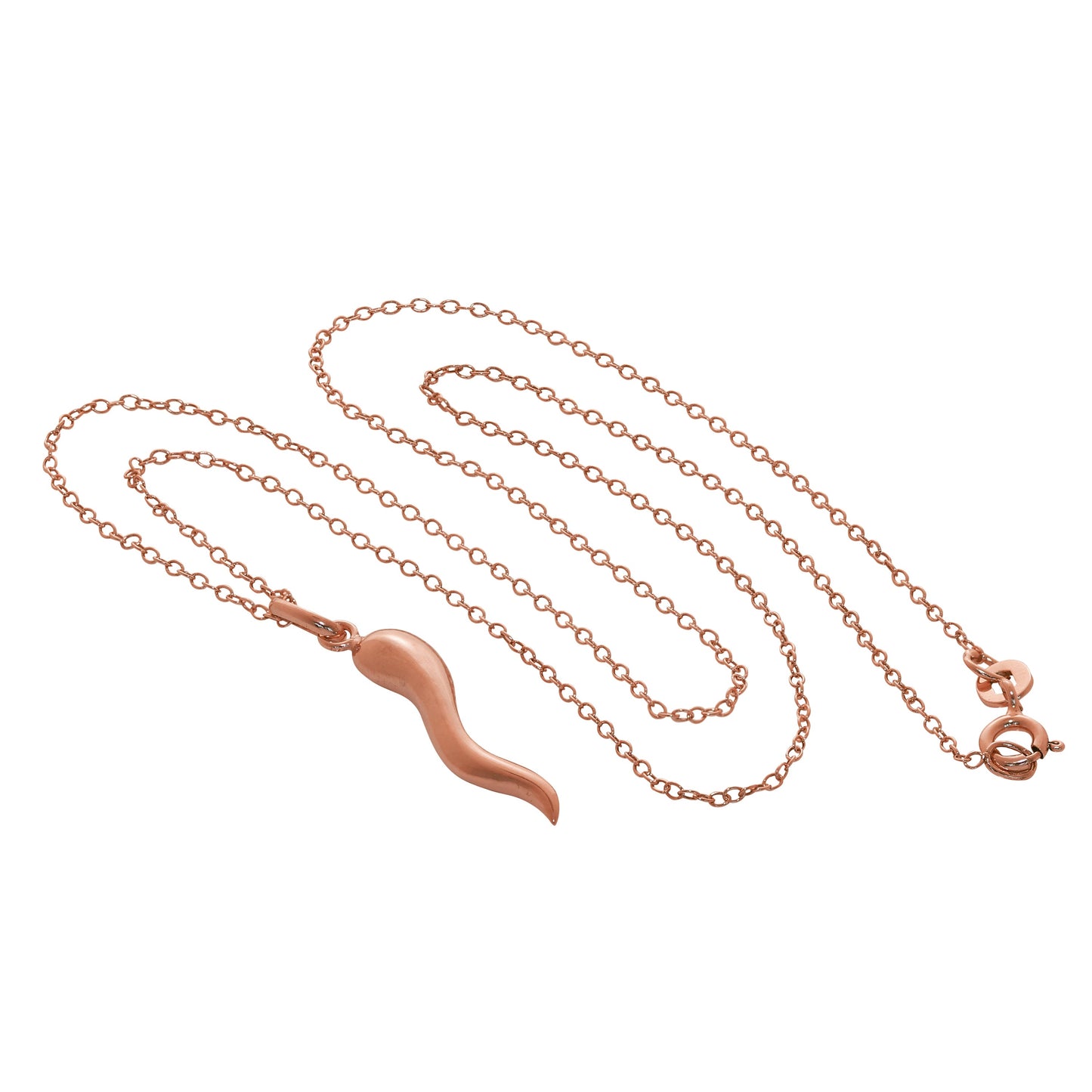 Collier Cornicello en argent sterling plaqué or rose de 35 à 55 cm