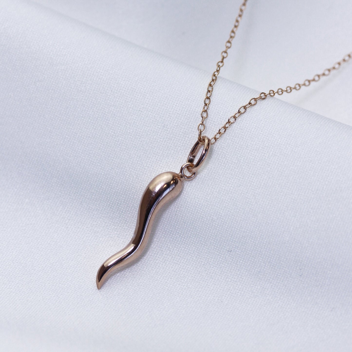 Collier Cornicello en argent sterling plaqué or rose de 35 à 55 cm