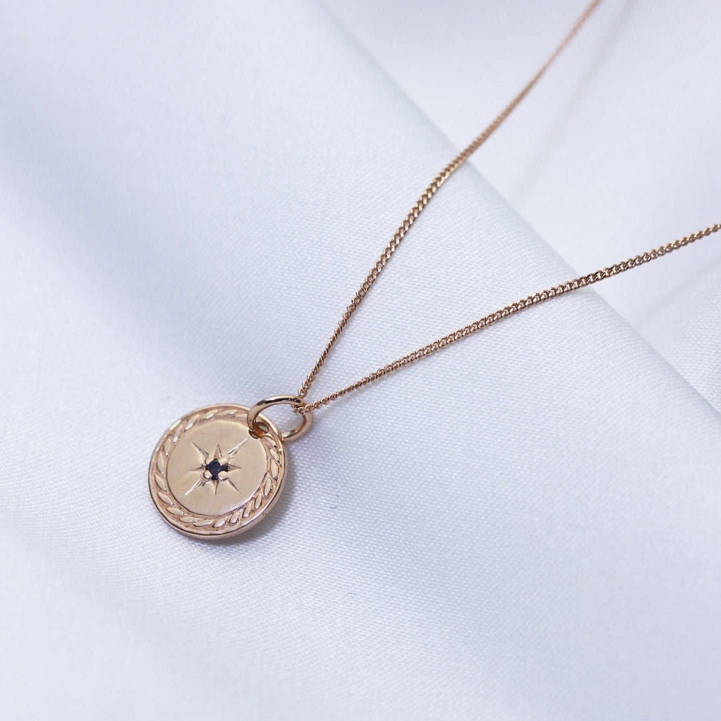 Collier médaillon étoile en argent sterling plaqué or rose 14-32"