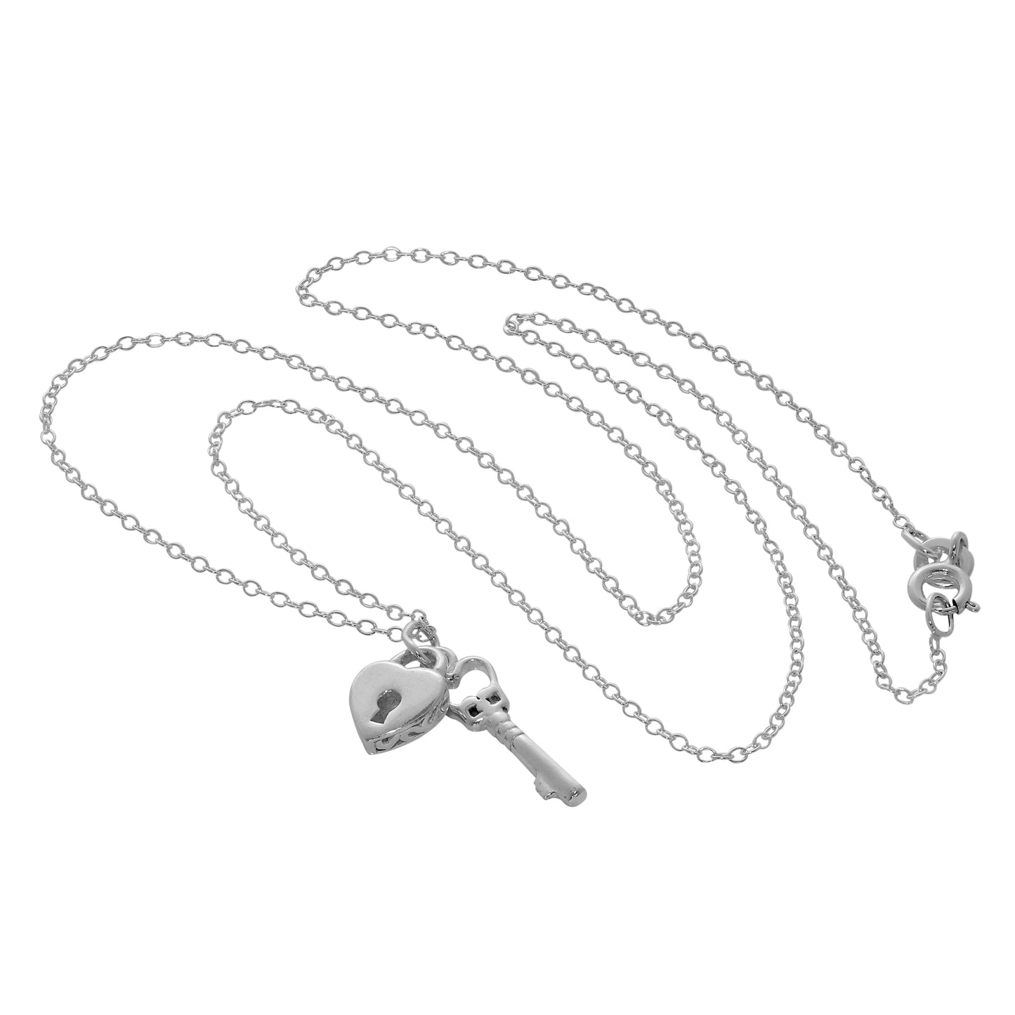 Collier en argent sterling avec cadenas en forme de cœur, 35 à 55 cm