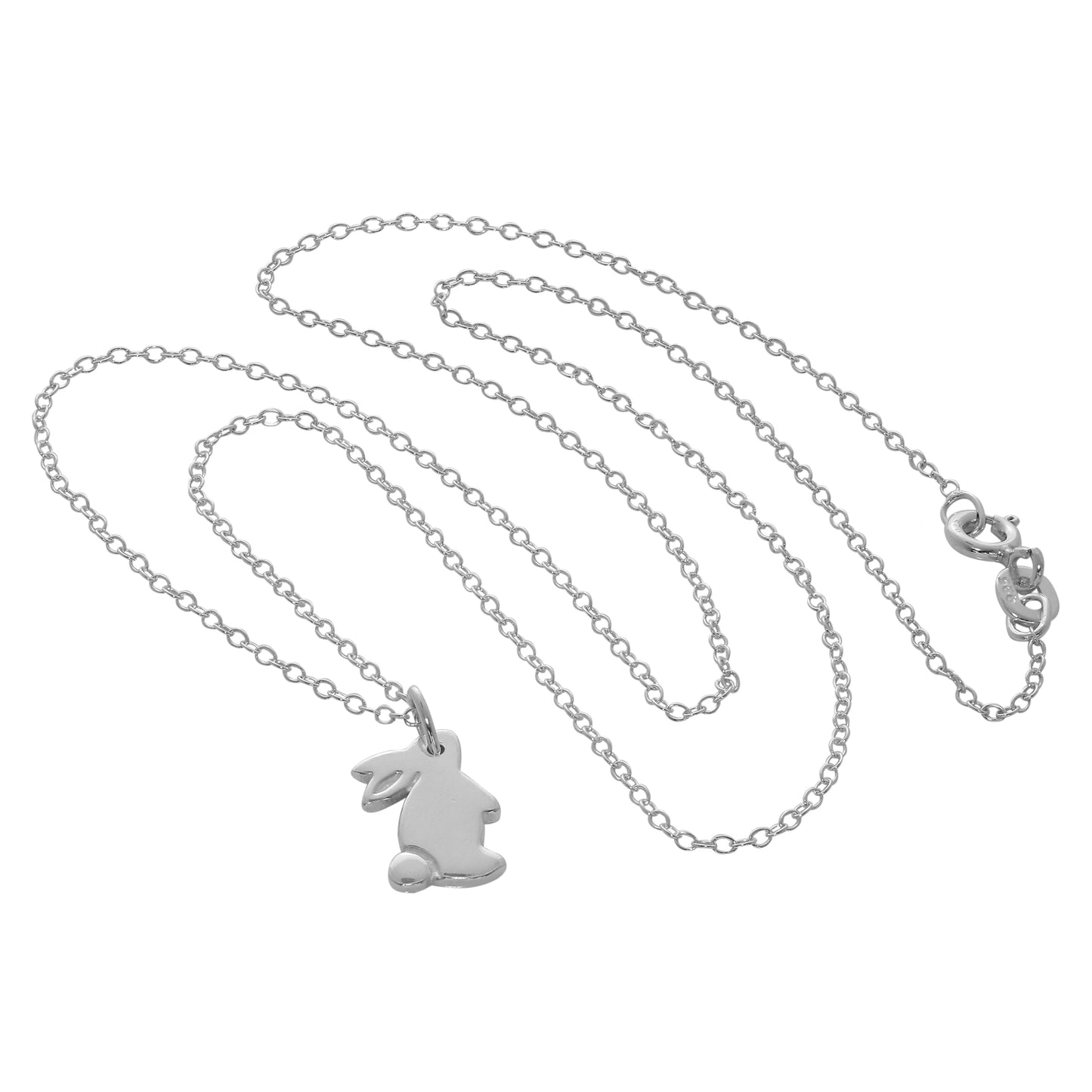 Collier lapin plat en argent sterling de 35 à 55 cm