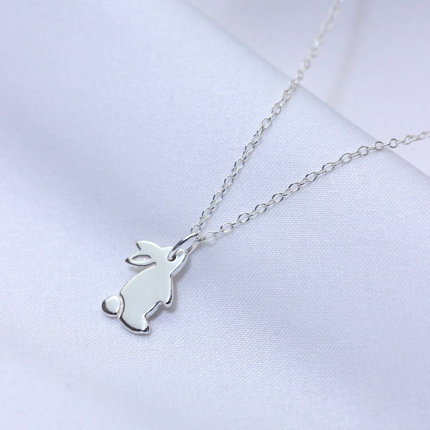 Collier lapin plat en argent sterling de 35 à 55 cm