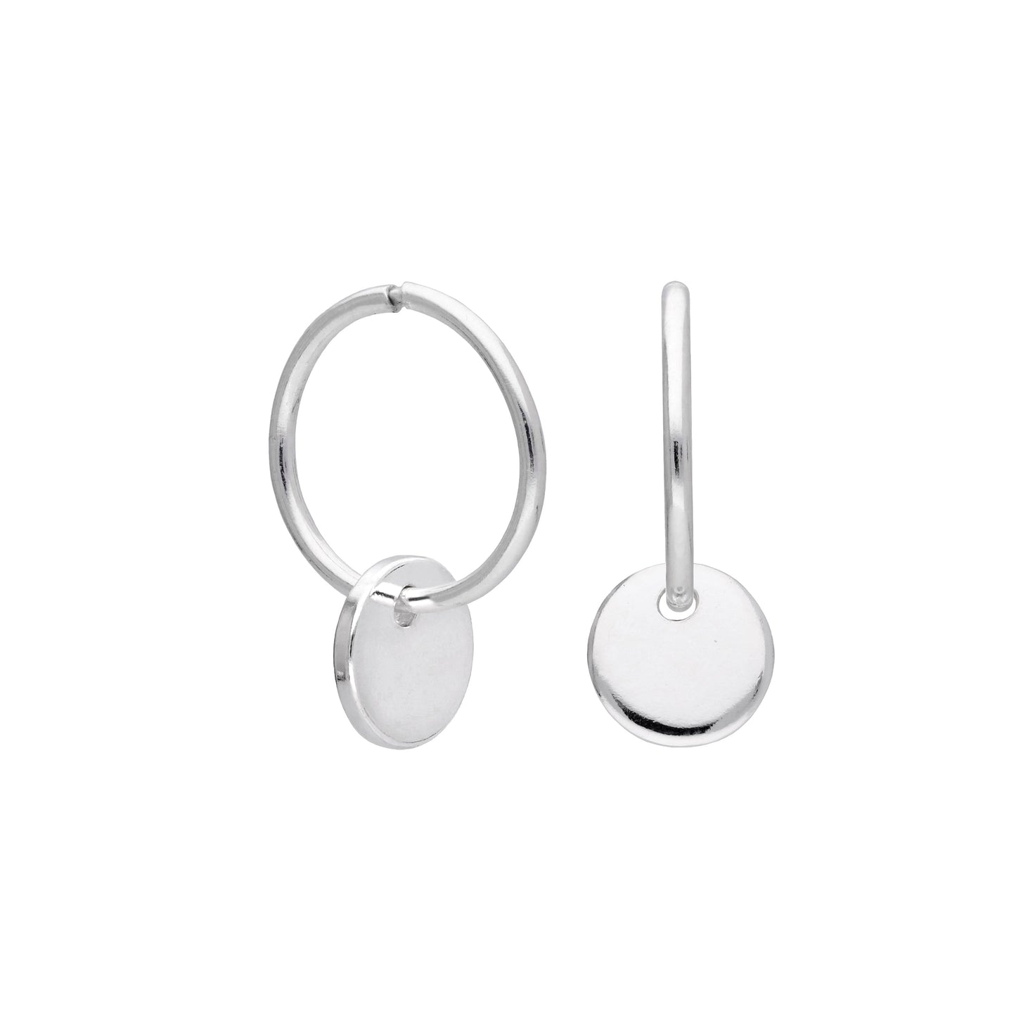 Boucles d'oreilles créoles à breloques rondes en argent sterling de 10 à 22 mm