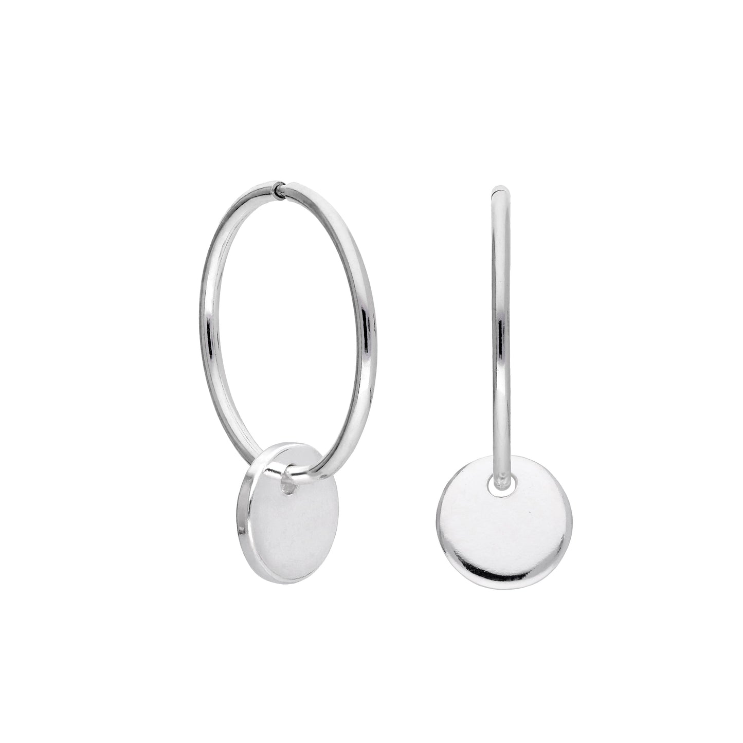 Boucles d'oreilles créoles à breloques rondes en argent sterling de 10 à 22 mm