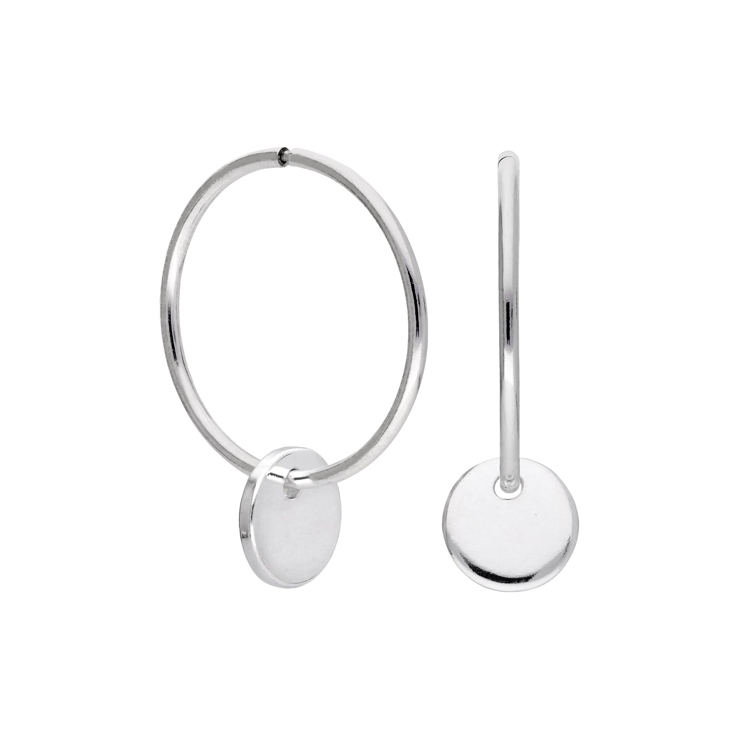Boucles d'oreilles créoles à breloques rondes en argent sterling de 10 à 22 mm