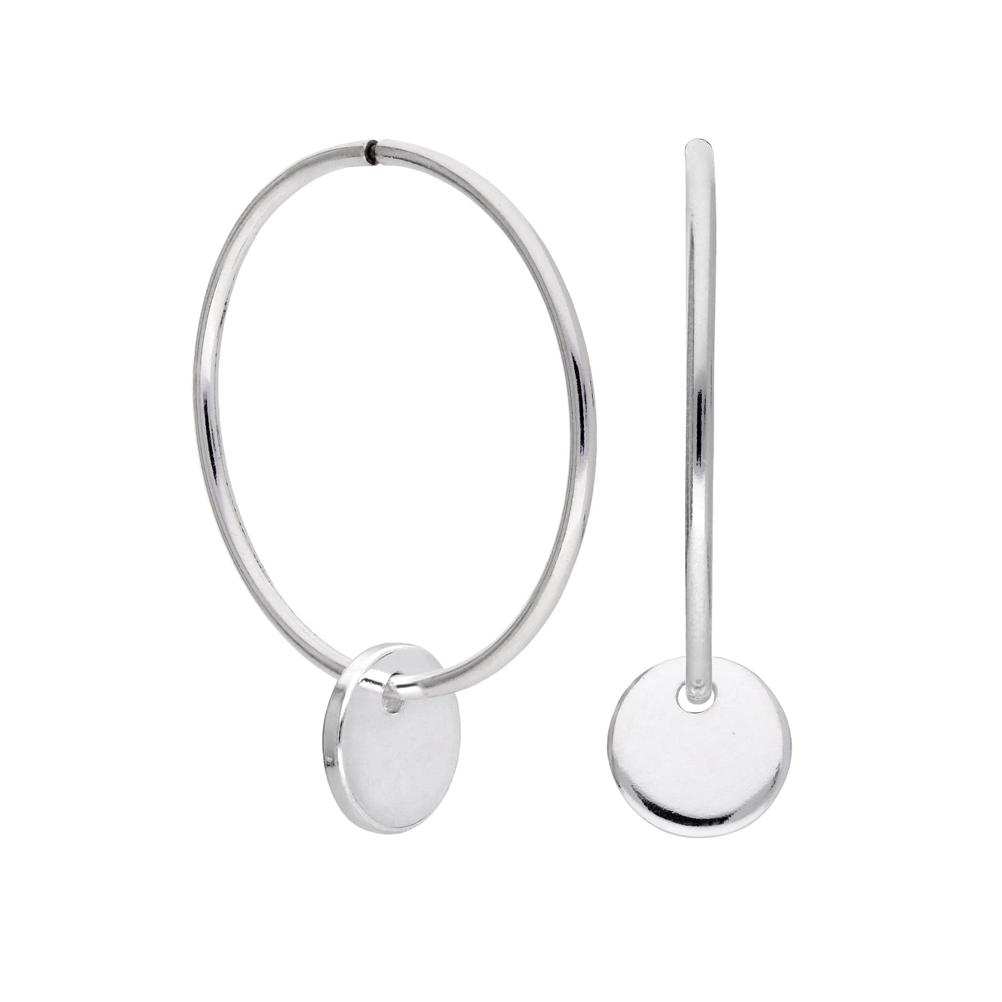 Boucles d'oreilles créoles à breloques rondes en argent sterling de 10 à 22 mm