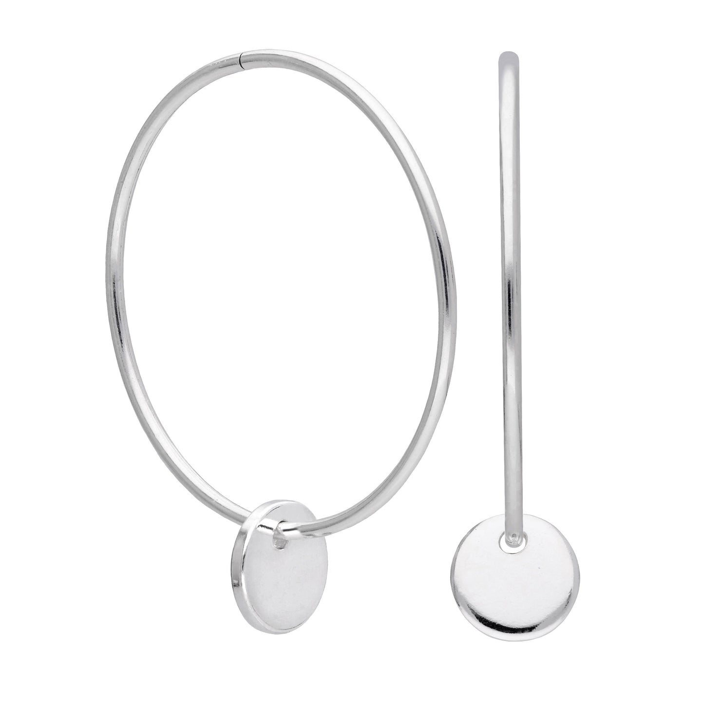 Boucles d'oreilles créoles à breloques rondes en argent sterling de 10 à 22 mm