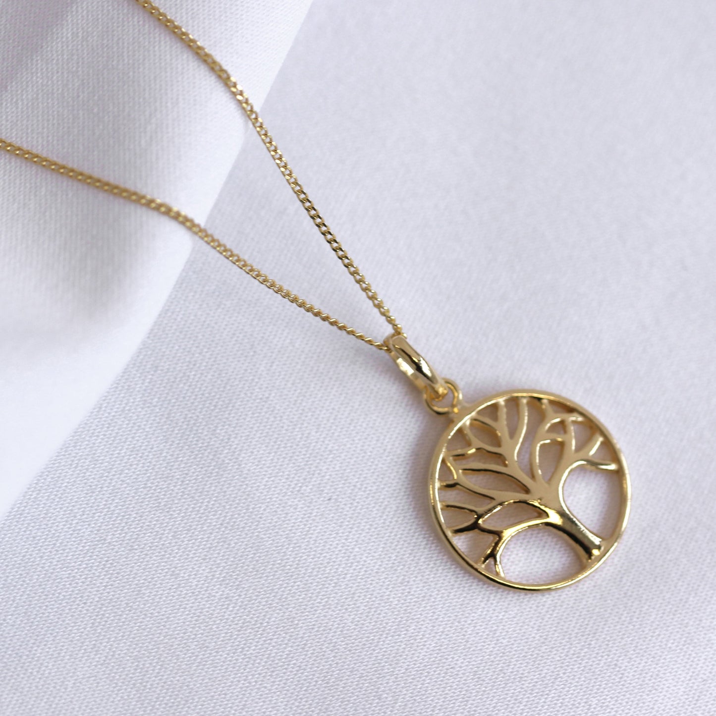 Collier Arbre de Vie en Argent Sterling Plaqué Or 14-32 Pouces