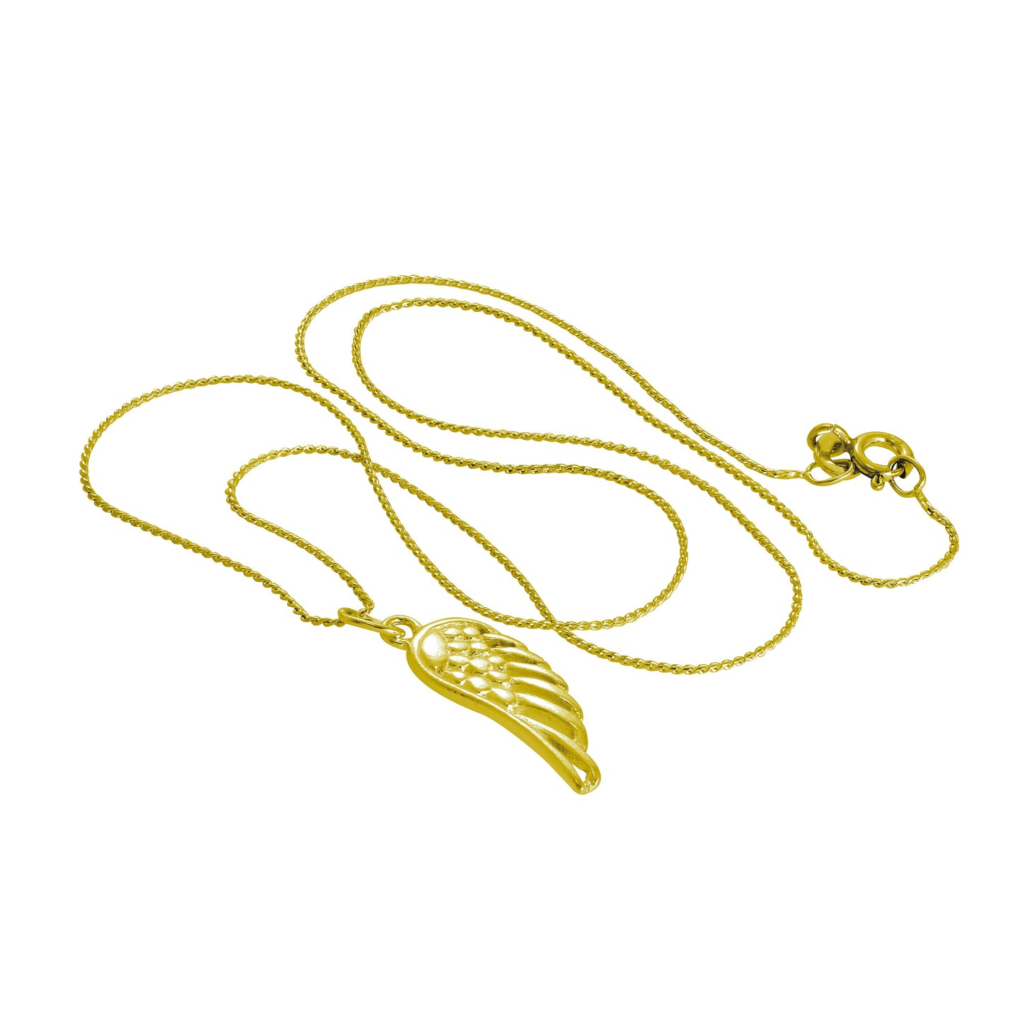 Collier aile d'ange en argent sterling plaqué or de 35 à 71 cm