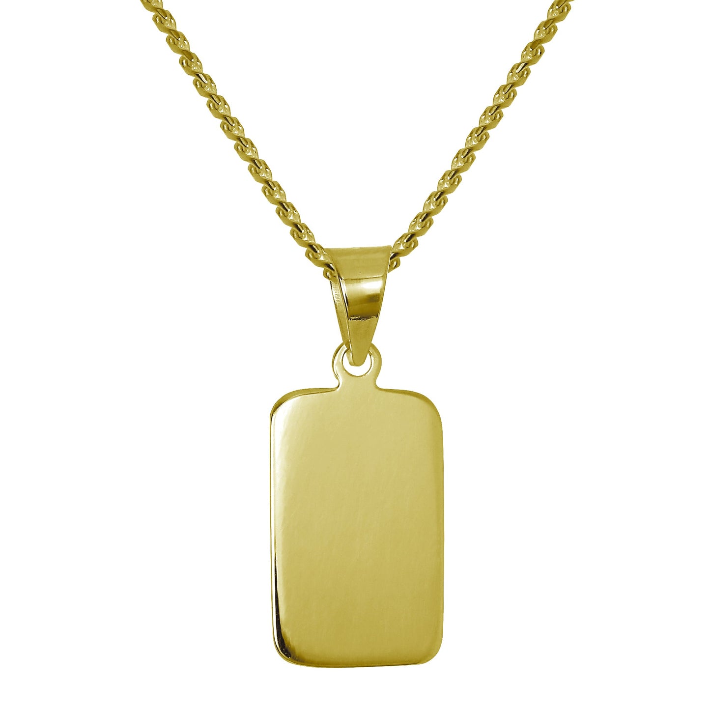 Collier rectangulaire en argent sterling plaqué or gravable