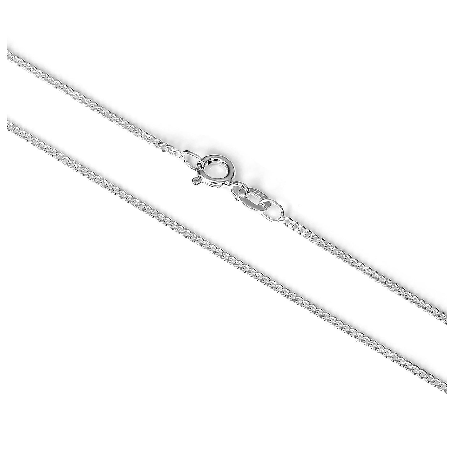 Collier en argent sterling avec chaîne gourmette taille diamant de 1,1 mm