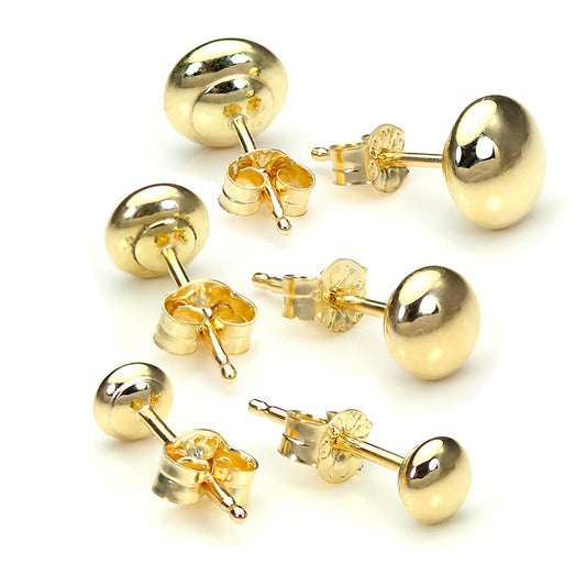 Ensemble de boucles d'oreilles à tige triples en or 9 carats avec boules de 3, 4 et 5 mm