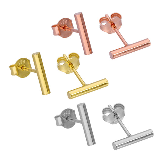 Boucles d'oreilles à tige en argent sterling plaqué or - Lot de 3