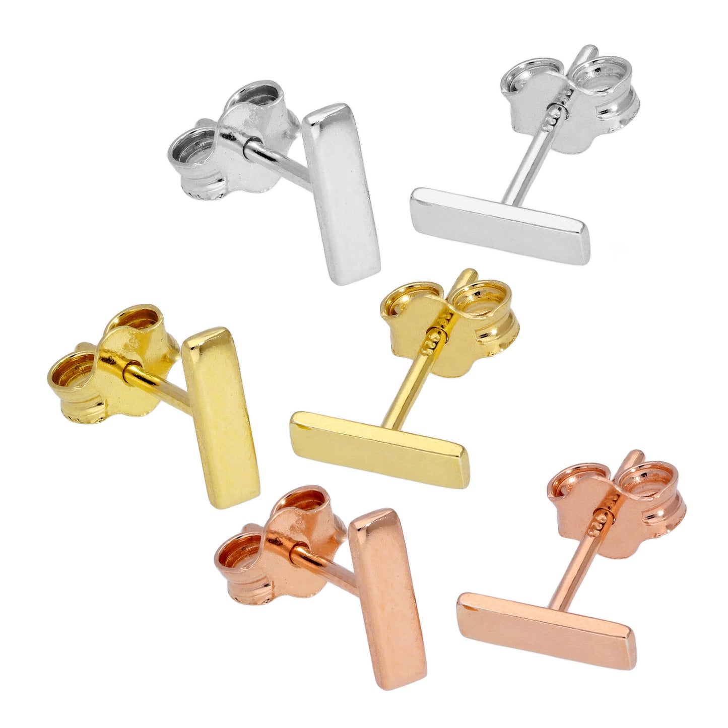 Boucles d'oreilles à tige en argent sterling plaqué or mixte - Lot de 3