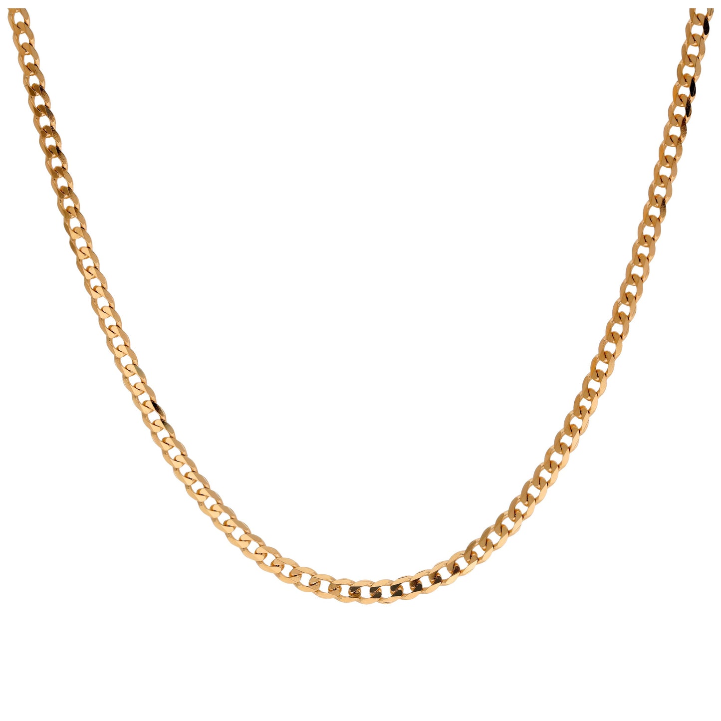 Collier gourmette en or 9 carats de 2 mm d'épaisseur, taille diamant, 50 cm