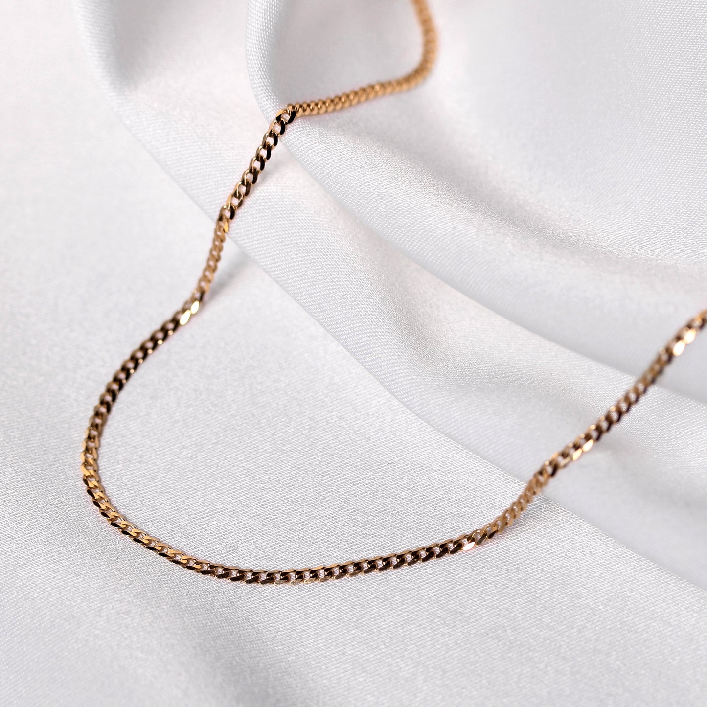 Collier gourmette en or 9 carats de 2 mm d'épaisseur, taille diamant, 50 cm