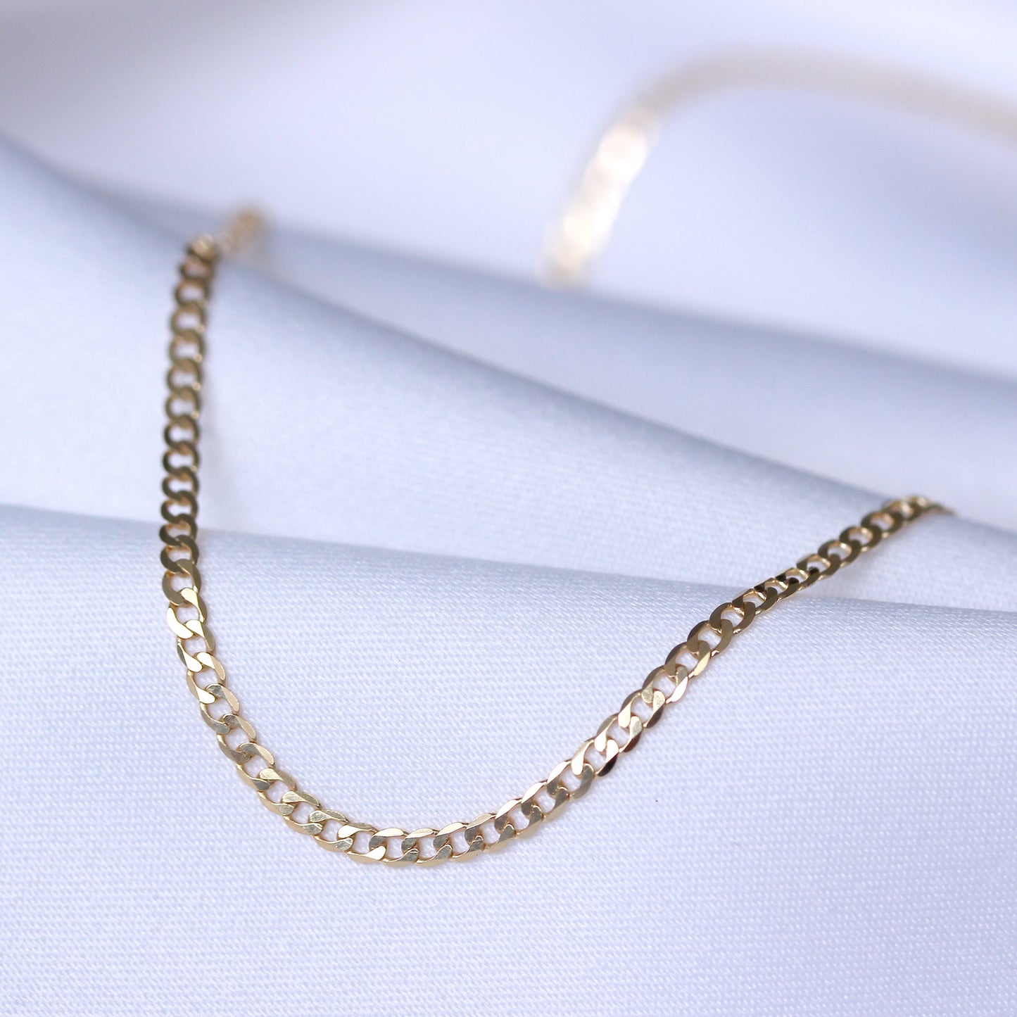 Collier gourmette en or 9 carats de 2 mm d'épaisseur, taille diamant, 50 cm