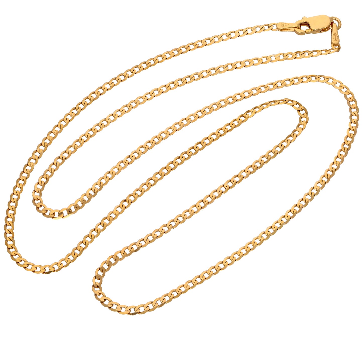 Collier gourmette en or 9 carats de 2 mm d'épaisseur, taille diamant, 45 cm