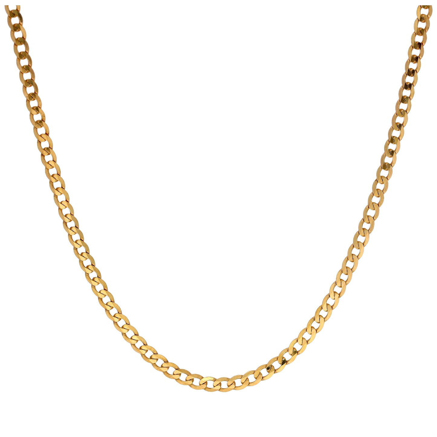 Collier gourmette en or 9 carats de 2 mm d'épaisseur, taille diamant, 45 cm