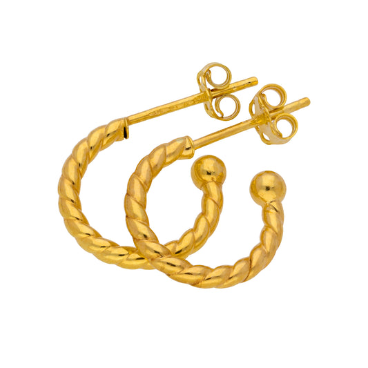 Boucles d'oreilles créoles ouvertes torsadées en or 9 carats de 14 mm