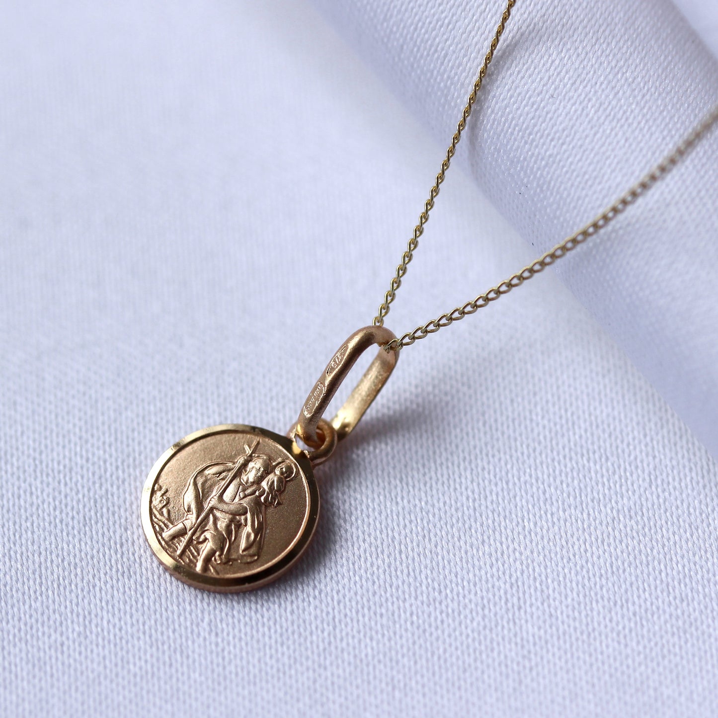 Petit collier rond Saint-Christophe en or 9 carats, 40 à 55 cm